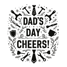day celebration tools SVG PNG design with bold lettering, black and white floral elements