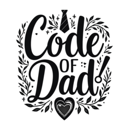 code dad SVG PNG design with hand-drawn style, bold lettering, black and white floral elements