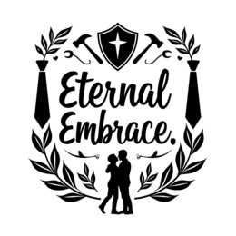 eternal embrace love SVG PNG design with bold lettering, black and white floral elements