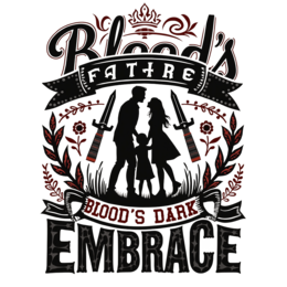 blood embrace SVG PNG design with bold lettering, black and white floral elements