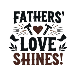 fathers love shines SVG PNG design with bold lettering, black floral elements