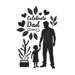 father's day celebrate dad SVG PNG design with black and red floral elements