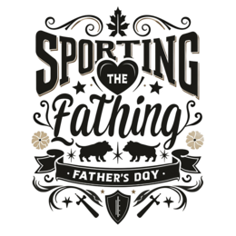 fathersday sporting SVG PNG design with bold lettering, black and white floral elements
