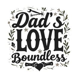fathersday boundlesslove SVG PNG design with bold lettering, black floral elements