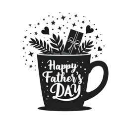 fathersday giftcup SVG PNG design with bold lettering, black and white floral elements