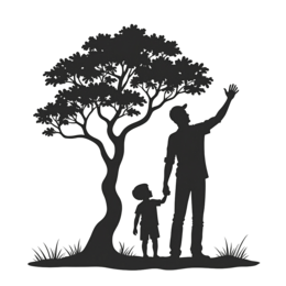 nature family SVG PNG design with black and white floral elements