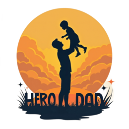 hero dad silhouette shirt SVG PNG design with bold lettering