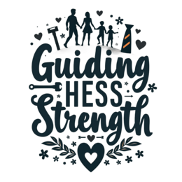 guiding strength family SVG PNG design with bold lettering, black and white floral elements
