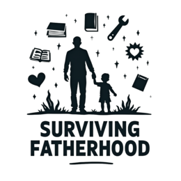 surviving fatherhood family SVG PNG design with bold lettering