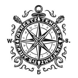 compass tenderness SVG PNG design with clean design elements, black and white floral elements