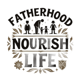 fatherhood nourish floral SVG PNG design with bold lettering, black and white floral elements, an uplifting message