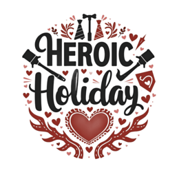 heroic holiday floral SVG PNG design with bold lettering, black and red floral elements