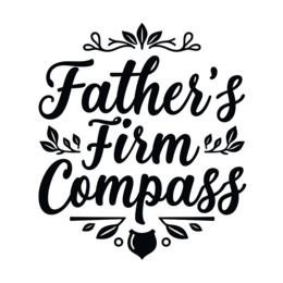 fathers day compass SVG PNG design with bold lettering, black and white floral elements