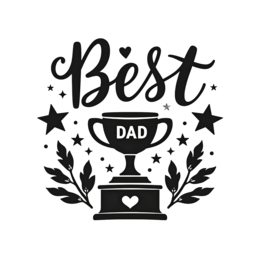 day best trophy stars SVG PNG design with bold lettering, black and white floral elements