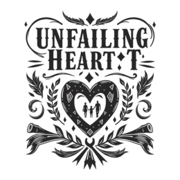 unfailing heart shirt SVG PNG design with bold lettering, black and white floral elements