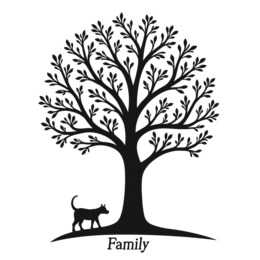 family tree dog SVG PNG design with black and white floral elements