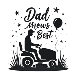 dad mowing balloon SVG PNG design with bold lettering