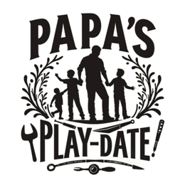playdate family SVG PNG design with bold lettering, black and white floral elements