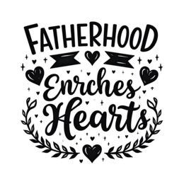 fatherhood enriches hearts floral SVG PNG design with bold lettering, black and white floral elements