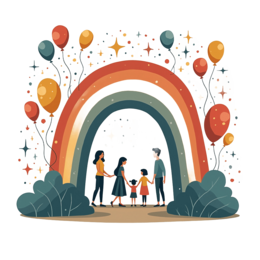 family rainbow balloons SVG PNG design