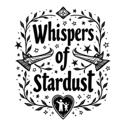 whispers stardust floral SVG PNG design with hand-drawn style, bold lettering, black and white floral elements