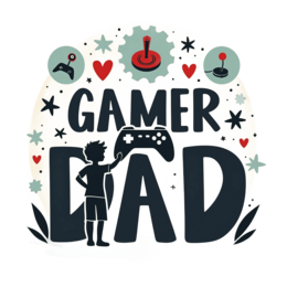 father son controller SVG PNG design with bold lettering