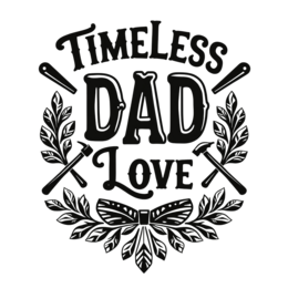 father's day timeless dad love butterfly SVG PNG design with bold lettering, black and white floral elements