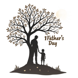 father's day silhouette tree son SVG PNG design with cream floral elements