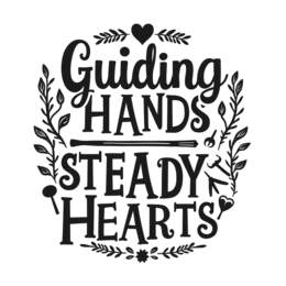 quotes guiding hands steady hearts SVG PNG design with bold lettering, black and white floral elements