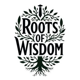 roots wisdom tree SVG PNG design with bold lettering, black and green floral elements
