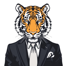 artistic tiger dapper SVG PNG design with clean design elements