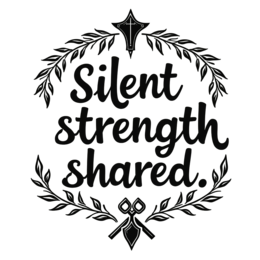 strength shared quote SVG PNG design with bold lettering, black and white floral elements