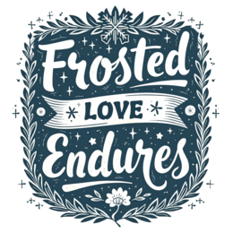 frosted love endures floral SVG PNG design with hand-drawn style, bold lettering, white and blue floral elements