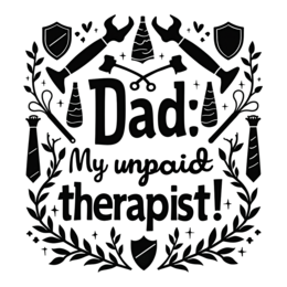 quotes dad therapist floral SVG PNG design with bold lettering, black and white floral elements