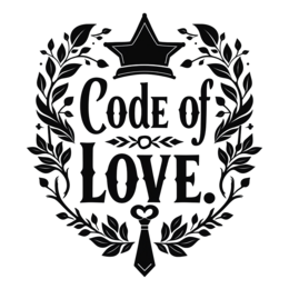 code of love SVG PNG design with bold lettering, black and white floral elements