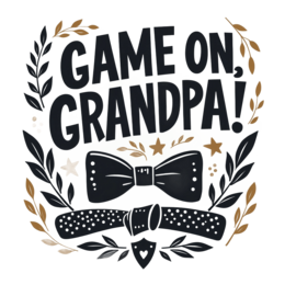 grandpa game on shirt SVG PNG design with bold lettering, black floral elements