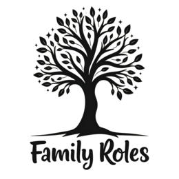 family tree roles SVG PNG design with bold lettering, black and cream floral elements