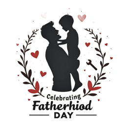 fatherhood family love SVG PNG design with bold lettering, black and red floral elements
