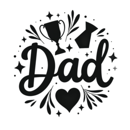 dad trophy heart SVG PNG design with bold lettering