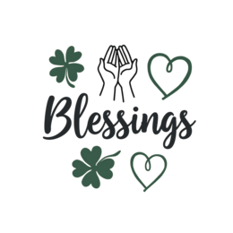 blessings clovers hearts SVG PNG design with black and green floral elements, an uplifting message