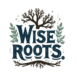 wise roots SVG PNG design with bold lettering, green and blue floral elements