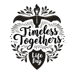 timeless togetherness SVG PNG design with bold lettering, black and white floral elements