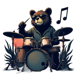 beat bear drummer SVG PNG design