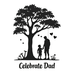 father son celebrate SVG PNG design with bold lettering, black and white floral elements