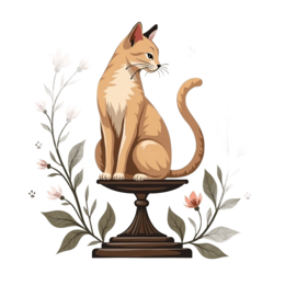 artistic cat flower SVG PNG design with red and green floral elements