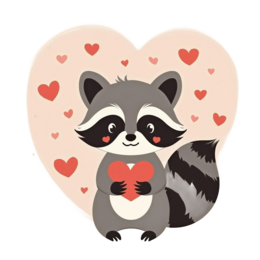 cute raccoon hearts SVG PNG design