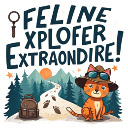 feline explorer adventure SVG PNG design with bold lettering
