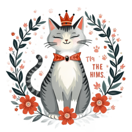 fantasy cat crown wreath SVG PNG design with orange and red floral elements