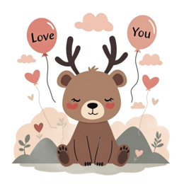 love bear balloons SVG PNG design with clean design elements