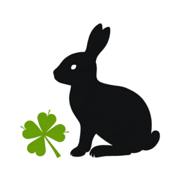 rabbit clover SVG PNG design with hand-drawn style, black and red floral elements